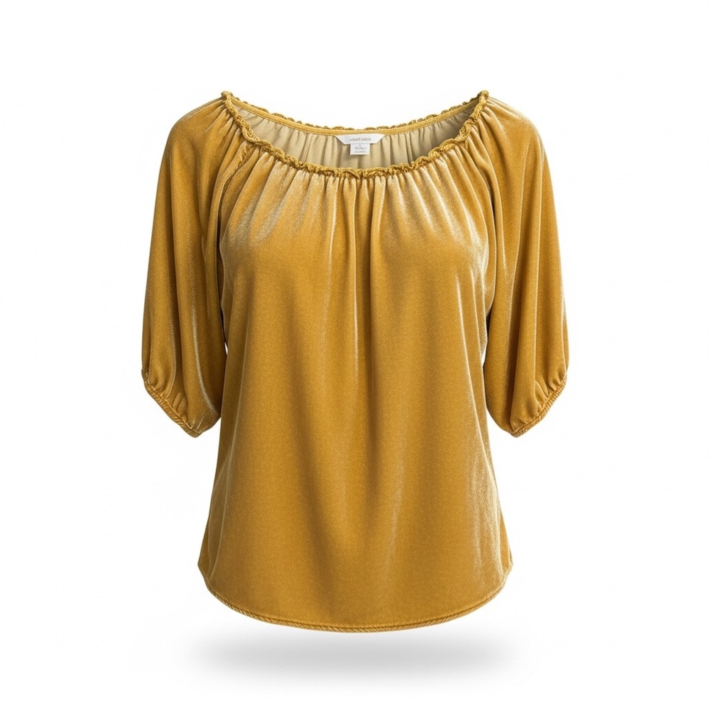 Sundance Crushed Velvet Peasant Blouse Rayon/Silk Blend Size Large